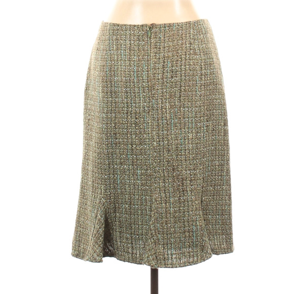 EMMA JAMES | Skirt Acrylic Tweed Casual Work Green Knee Length 10 - Picture 2 of 2